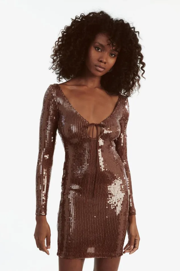 Women Party Dresses Bardot Verona Sequin Mini Dress In Chocolate Chocolate Women Party Dresses Bardot Verona Sequin Mini Dress In Chocolate Chocolate