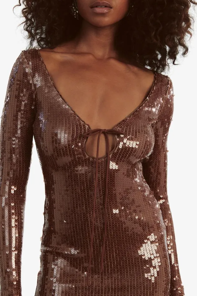 Women Party Dresses Bardot Verona Sequin Mini Dress In Chocolate Chocolate Women Party Dresses Bardot Verona Sequin Mini Dress In Chocolate Chocolate