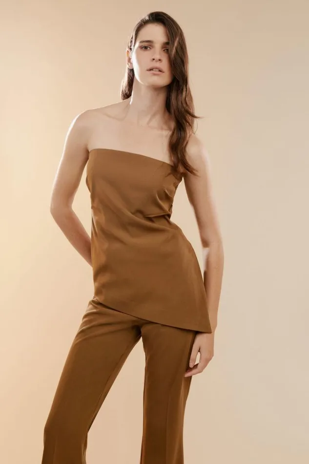 Women Party Tops Bardot Cosmos Strapless Top In Chocolate Chocolate