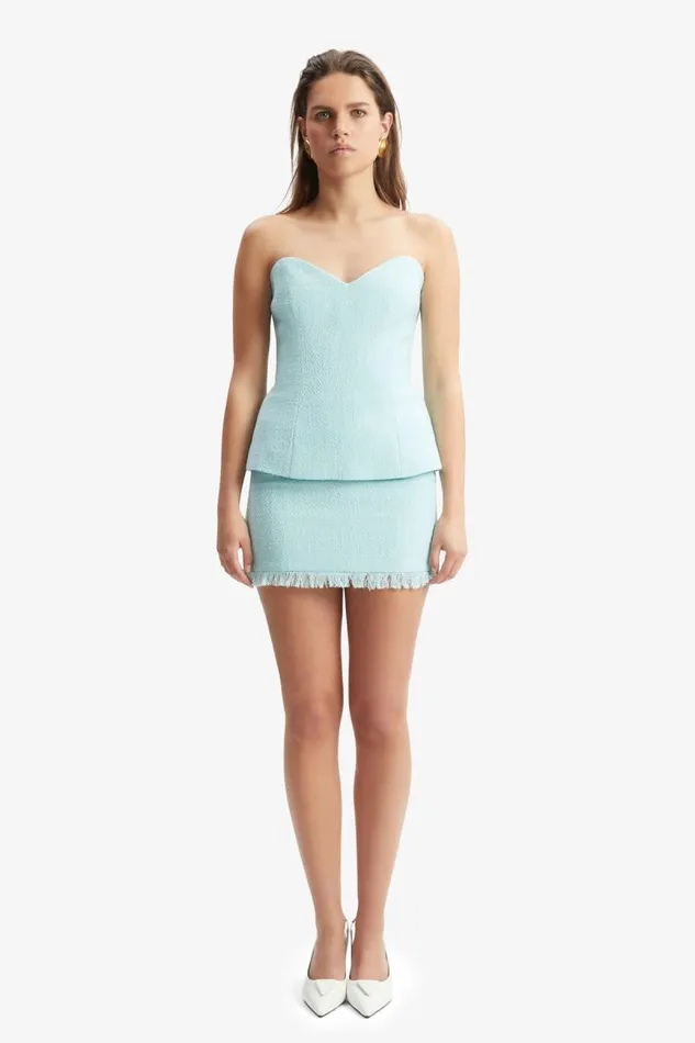 Women Party Tops Bardot Mariska Longline Strapless Top In Aqua Aqua