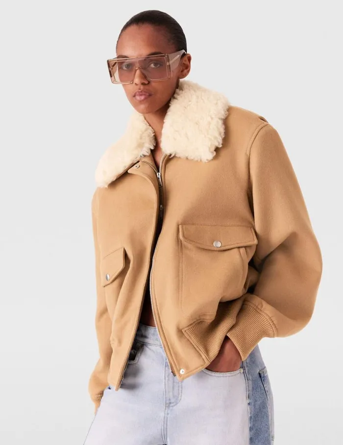 Women Plush Teddy Bomber Jacket Camel Stella McCartney Coats And Jackets Women Plush Teddy Bomber Jacket Camel Stella McCartney Coats And Jackets