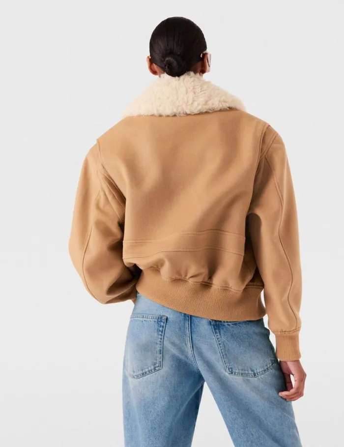 Women Plush Teddy Bomber Jacket Camel Stella McCartney Coats And Jackets Women Plush Teddy Bomber Jacket Camel Stella McCartney Coats And Jackets
