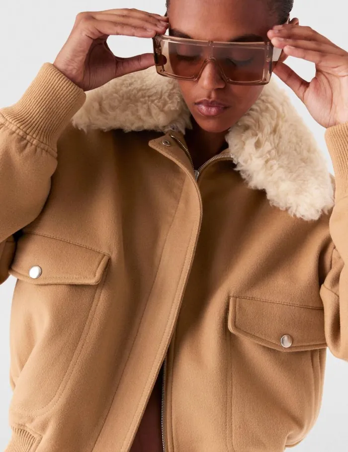 Women Plush Teddy Bomber Jacket Camel Stella McCartney Coats And Jackets Women Plush Teddy Bomber Jacket Camel Stella McCartney Coats And Jackets