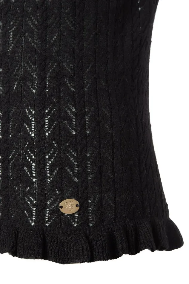 Women Pointelle Cami Black Holland Cooper Tops