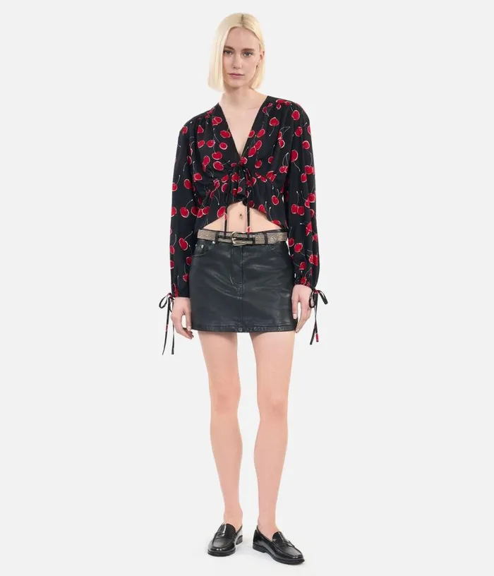 Women Printed Cropped Top With Ruffles THE KOOPLES Blouses and Shirts
