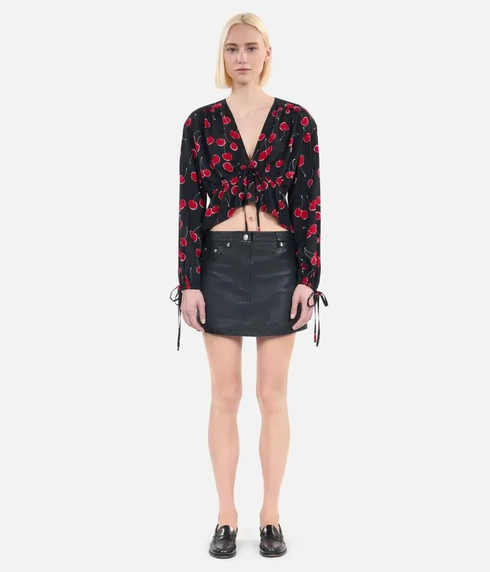 Women Printed Cropped Top With Ruffles THE KOOPLES Blouses and Shirts