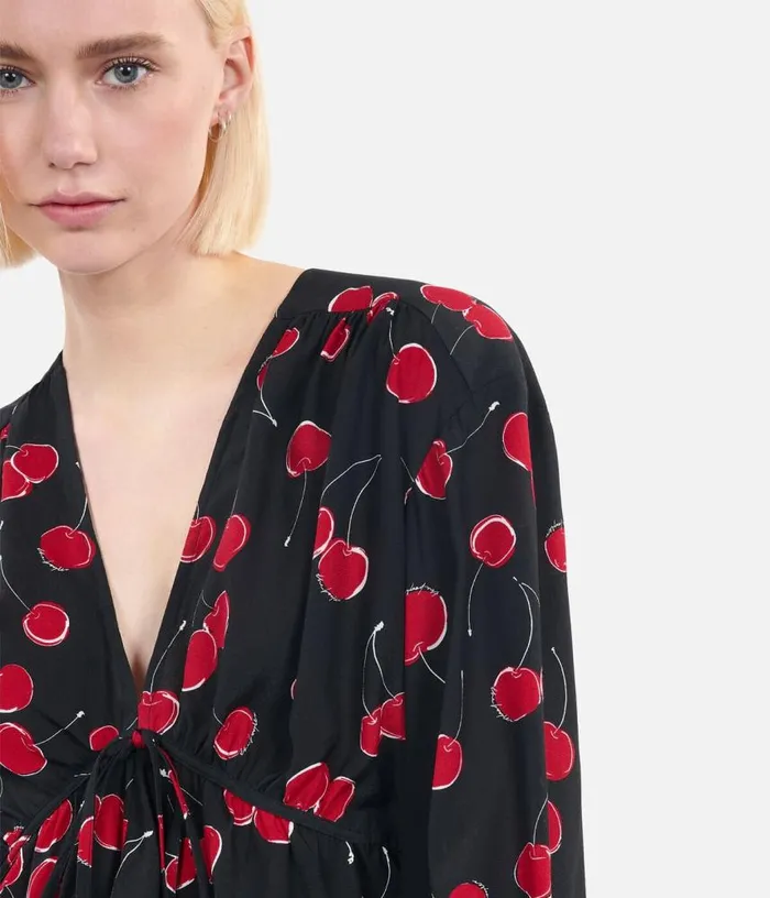 Women Printed Cropped Top With Ruffles THE KOOPLES Blouses and Shirts
