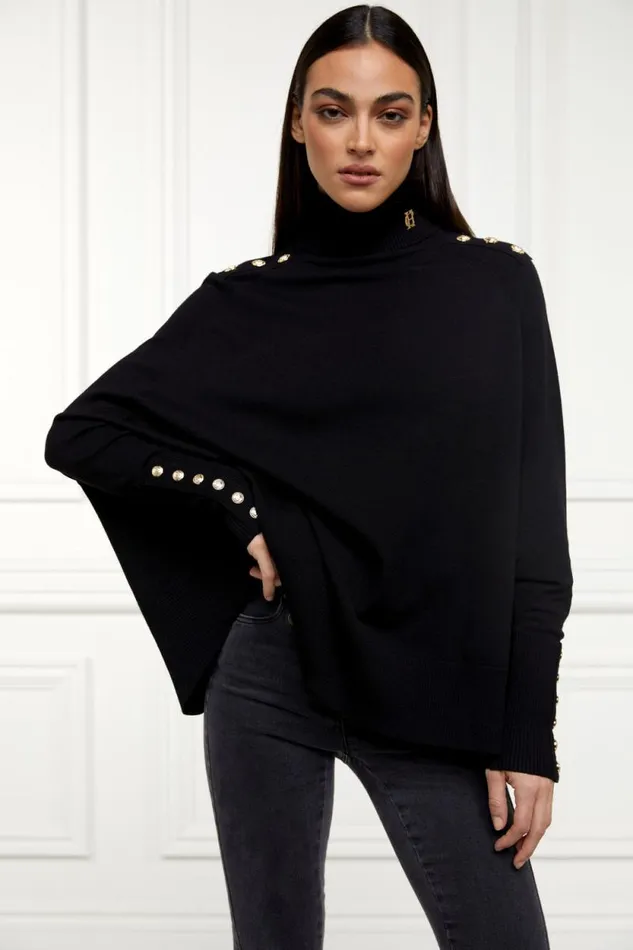 Women Queensbury Cape Knit Black Holland Cooper Knitwear