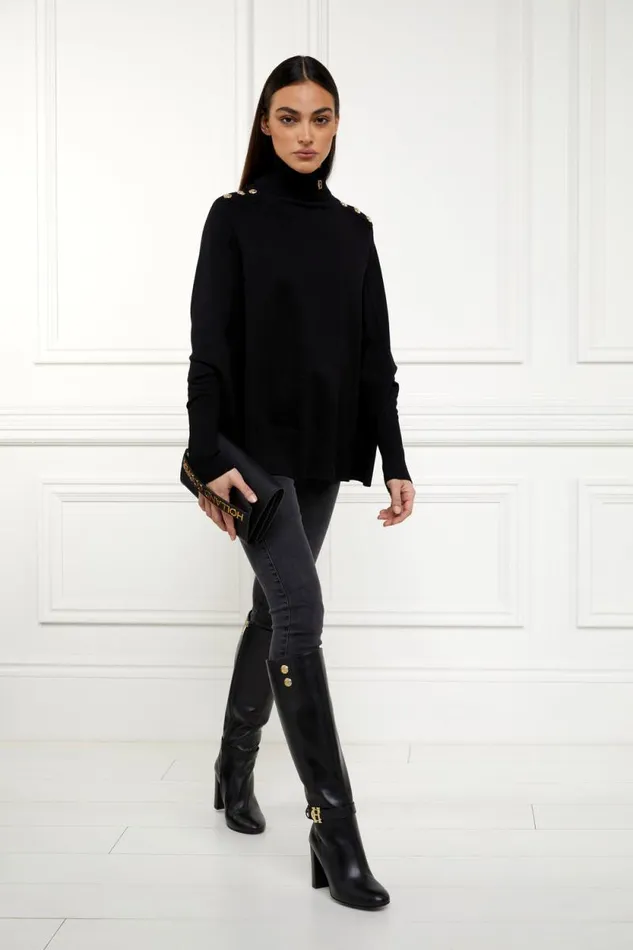 Women Queensbury Cape Knit Black Holland Cooper Knitwear