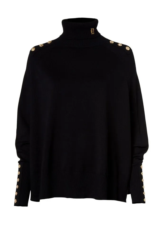 Women Queensbury Cape Knit Black Holland Cooper Knitwear