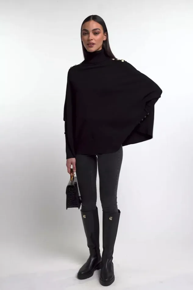 Women Queensbury Cape Knit Black Holland Cooper Knitwear