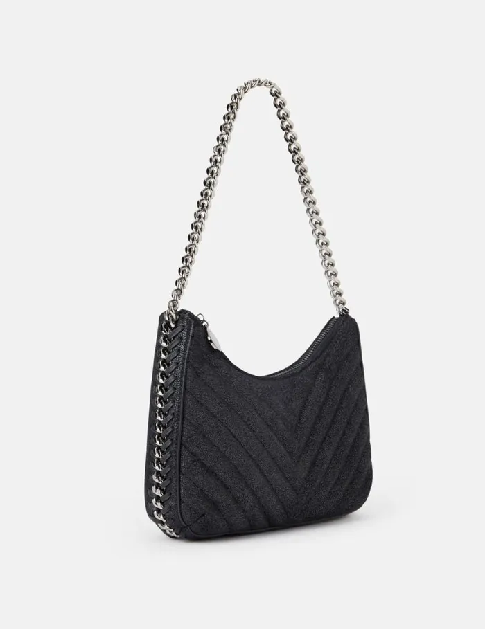 Women Quilted Zipped Falabella Mini Bag Black Stella McCartney Shoulder Bags