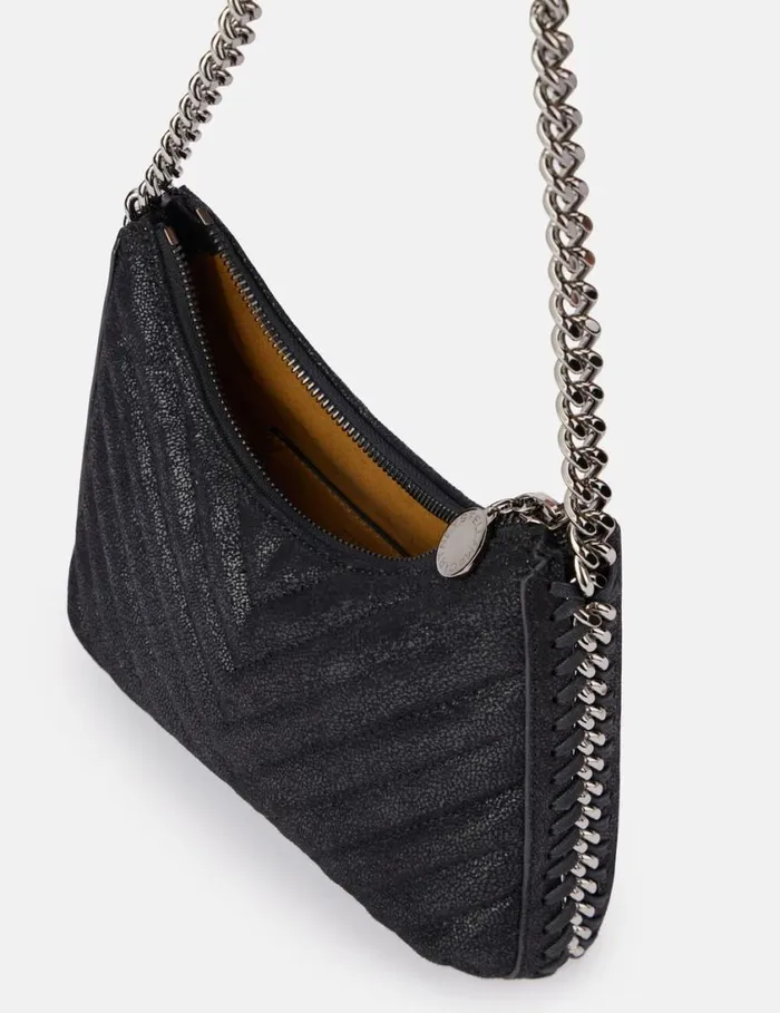 Women Quilted Zipped Falabella Mini Bag Black Stella McCartney Shoulder Bags