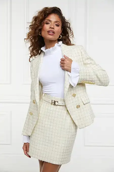 Women Regency Skirt Ivory Sparkle Tweed Holland Cooper Tailoring Women Regency Skirt Ivory Sparkle Tweed Holland Cooper Tailoring