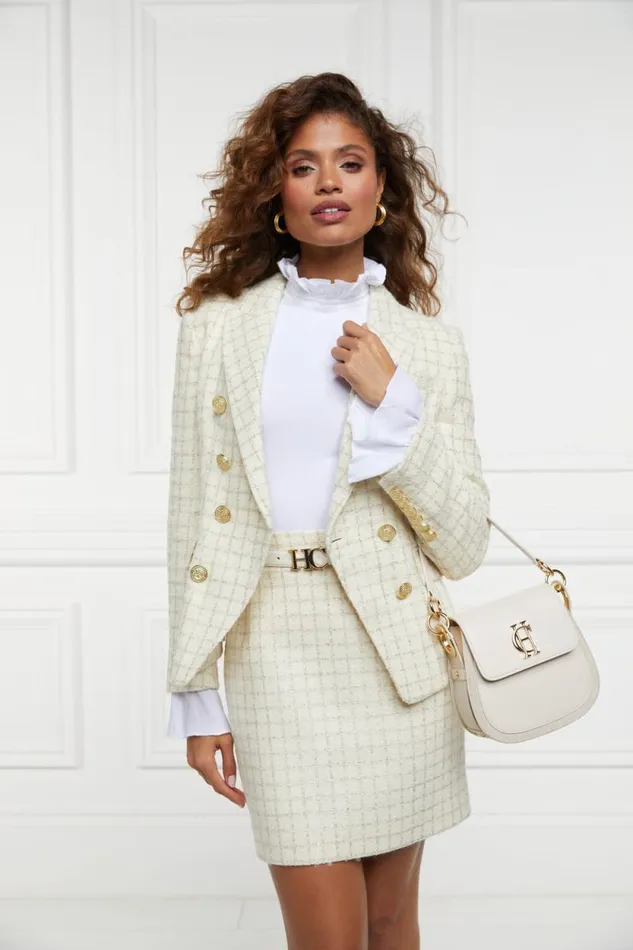 Women Regency Skirt Ivory Sparkle Tweed Holland Cooper Tailoring Women Regency Skirt Ivory Sparkle Tweed Holland Cooper Tailoring
