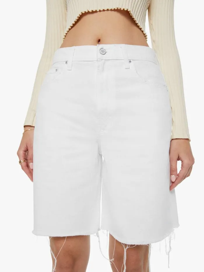 Women Relaxed Mother Denim SNACKS The Yummy Bermuda Fray White