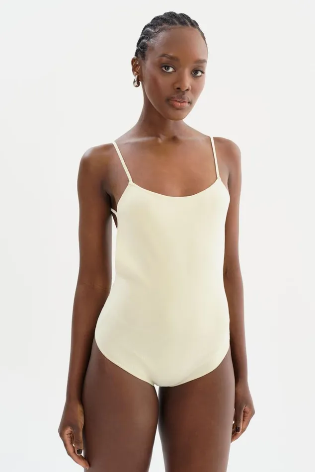 Women RENATA Knit Bodysuit Lemon Icing LAMARQUE Tops