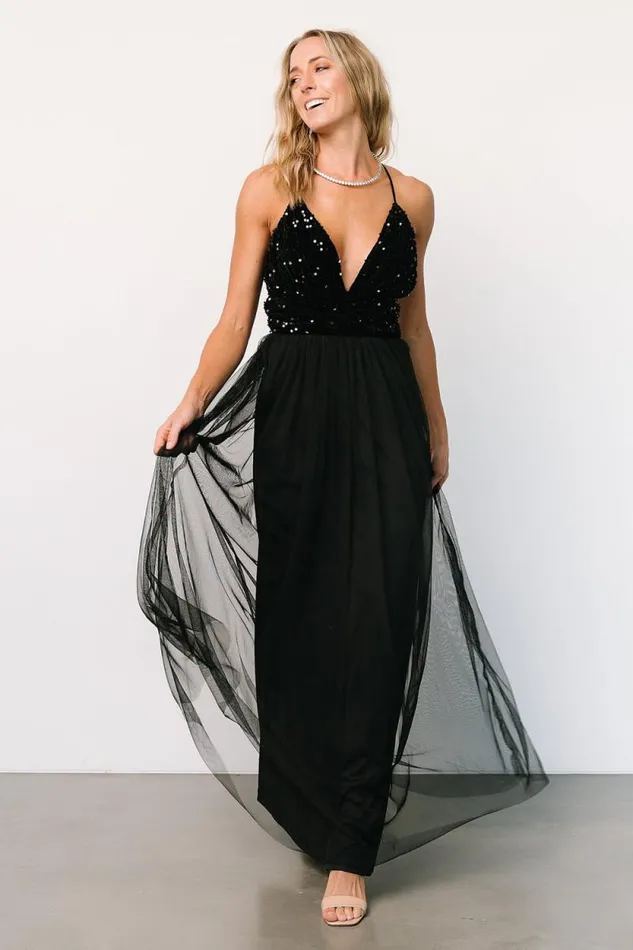 Women Revel Sequin Maxi Dress Black Baltic Born Embellished and Sequined Women Revel Sequin Maxi Dress Black Baltic Born Embellished and Sequined