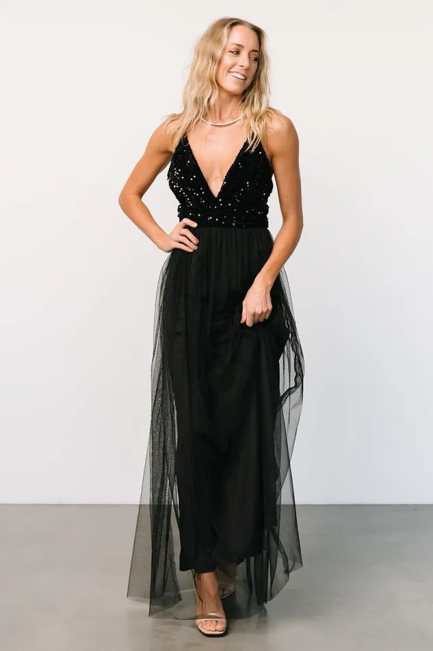 Women Revel Sequin Maxi Dress Black Baltic Born Embellished and Sequined Women Revel Sequin Maxi Dress Black Baltic Born Embellished and Sequined