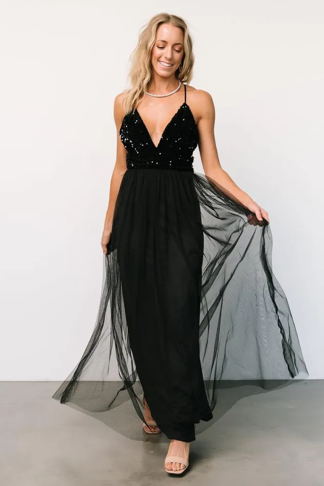 Women Revel Sequin Maxi Dress Black Baltic Born Embellished and Sequined Women Revel Sequin Maxi Dress Black Baltic Born Embellished and Sequined