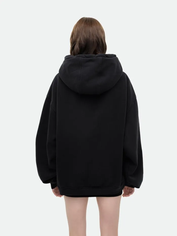 Women Rhude Tops BORDEAUX GRAND VIN ZIPUP HOODIE Black