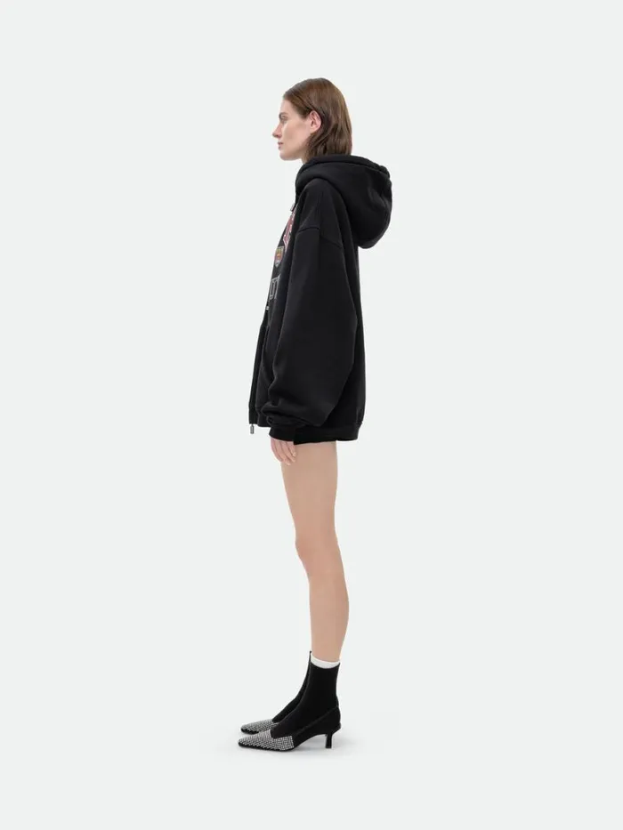 Women Rhude Tops BORDEAUX GRAND VIN ZIPUP HOODIE Black