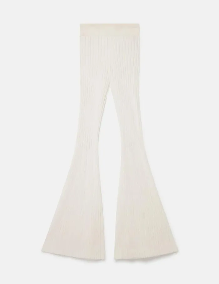 Women Ribbed MidRise Flared Pants Pure White Stella McCartney Pants And Shorts