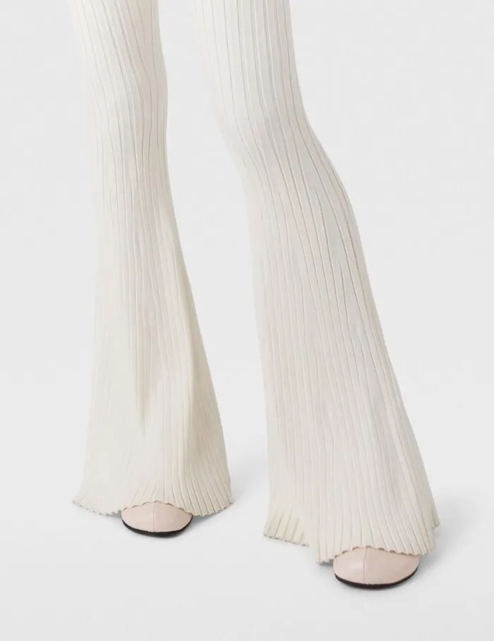 Women Ribbed MidRise Flared Pants Pure White Stella McCartney Pants And Shorts