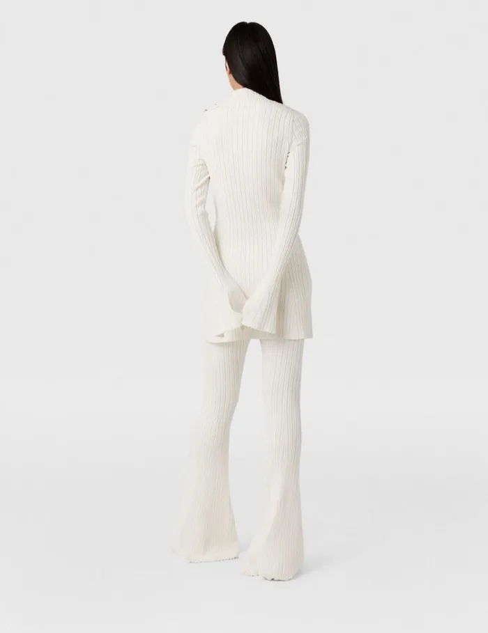 Women Ribbed MidRise Flared Pants Pure White Stella McCartney Pants And Shorts