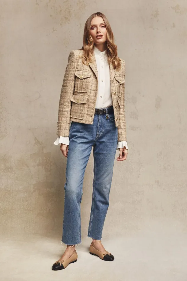 Women Richmond Jacket Camel Sparkle Tweed Holland Cooper Tailoring