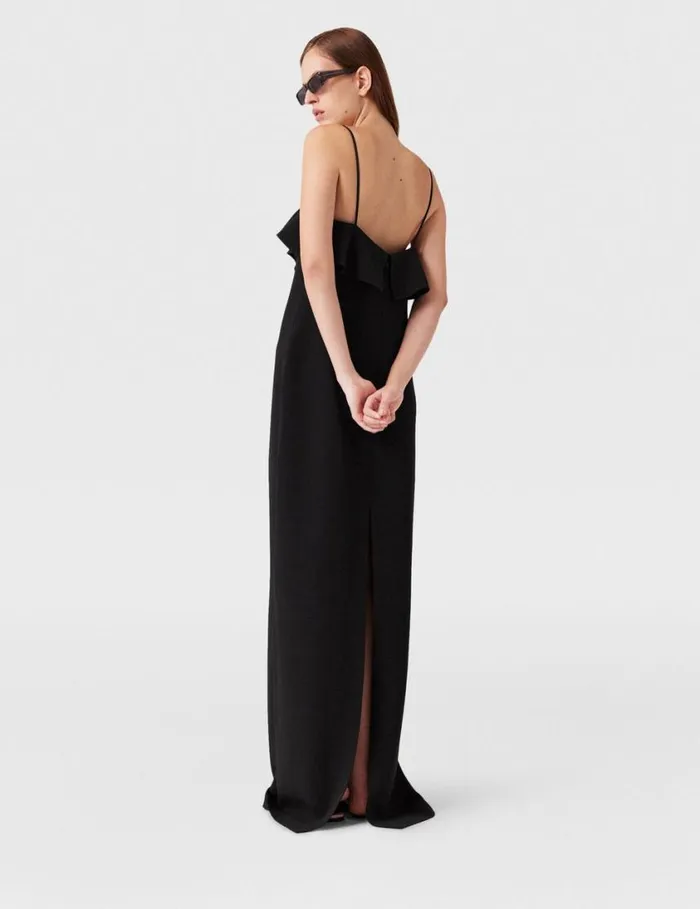 Women Ruffle Tier VNeck Dress Black Stella McCartney Dresses
