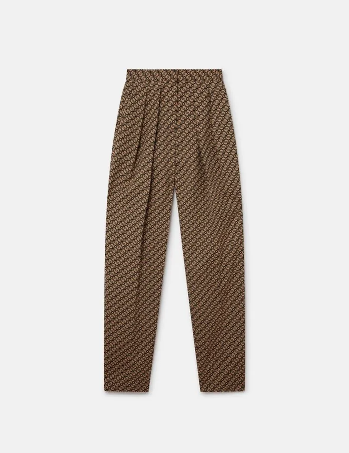 Women SWave Pleat Front Straight Leg Trousers Raffia Stella McCartney Tailoring