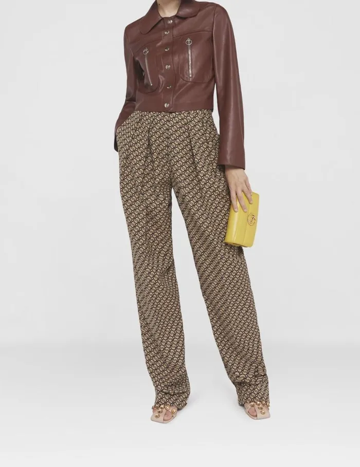 Women SWave Pleat Front Straight Leg Trousers Raffia Stella McCartney Tailoring