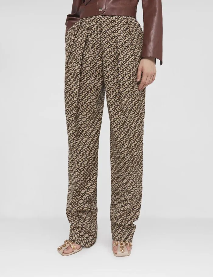 Women SWave Pleat Front Straight Leg Trousers Raffia Stella McCartney Tailoring