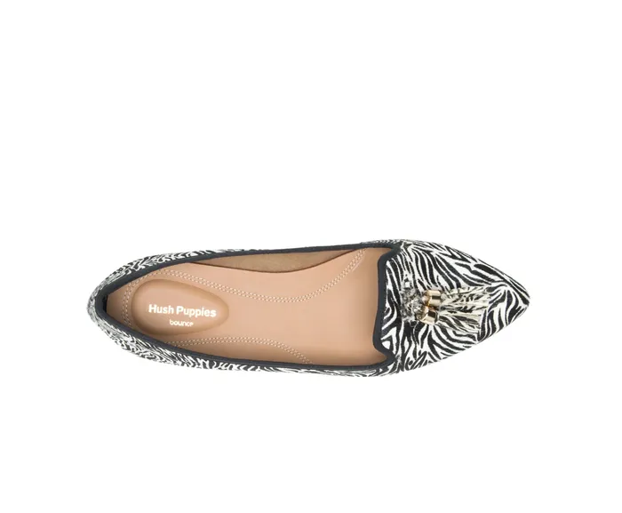 Women Sadie Tassel SlipOn Zebra Calf Hair Flats and SlipOns Hush Puppies Women Sadie Tassel SlipOn Zebra Calf Hair Flats and SlipOns Hush Puppies