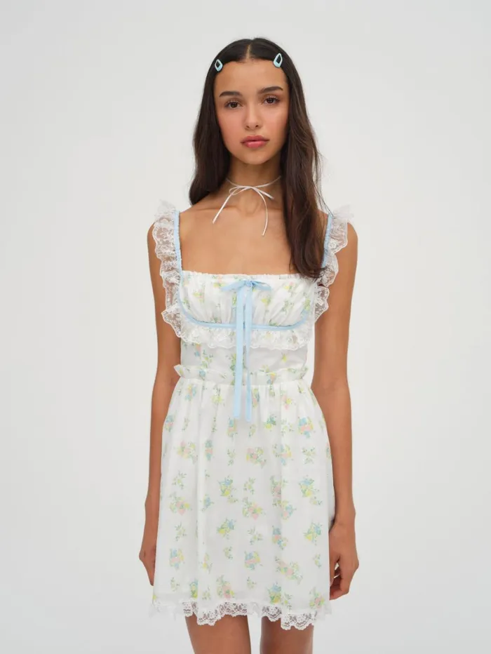 Women Sage Mini Dress White For Love and Lemons Dresses
