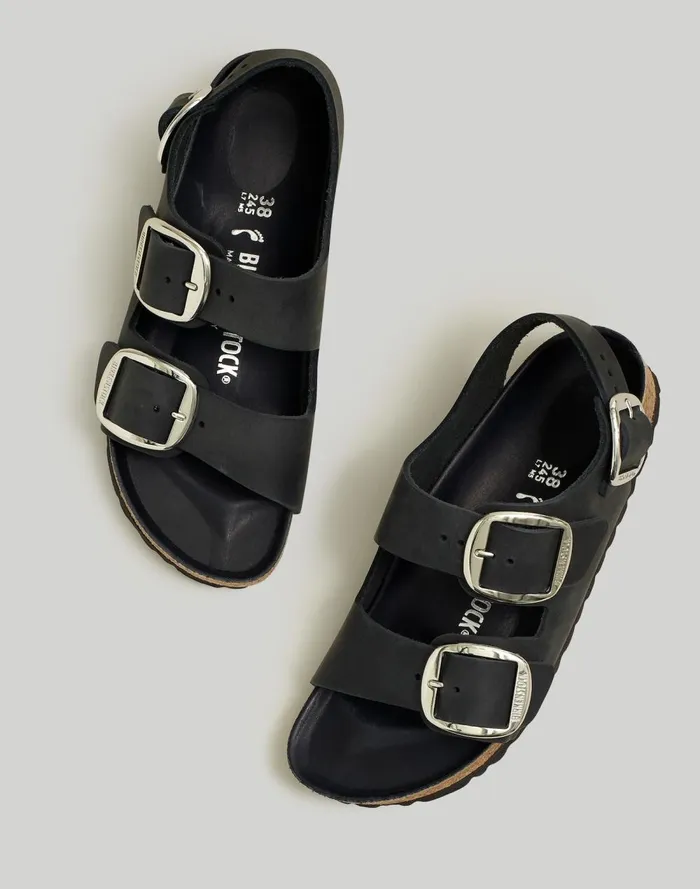 Women Sandals Madewell Birkenstock Big Buckle Milano Sandals Black