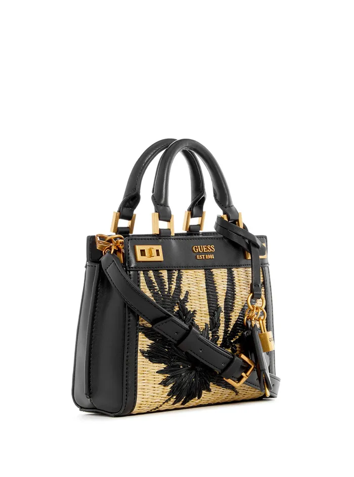 Women Satchel GUESS Black Floral Katey Mini Satchel Bag Women Satchel GUESS Black Floral Katey Mini Satchel Bag