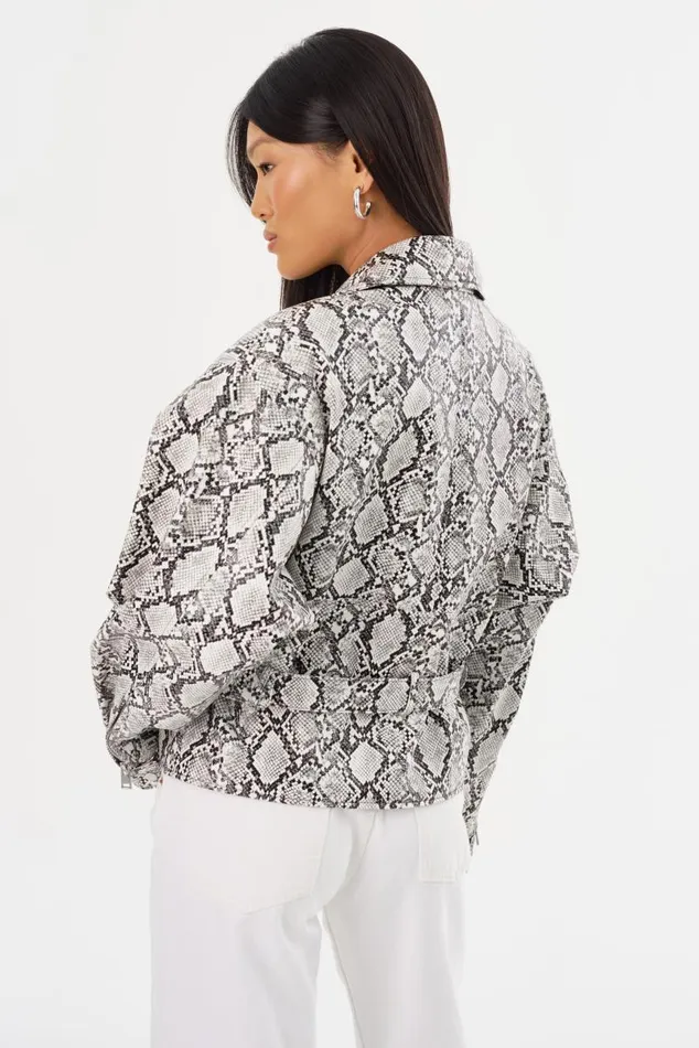 Women SHELIA Faux Leather Biker Jacket Python Print LAMARQUE Leather Jackets Women SHELIA Faux Leather Biker Jacket Python Print LAMARQUE Leather Jackets