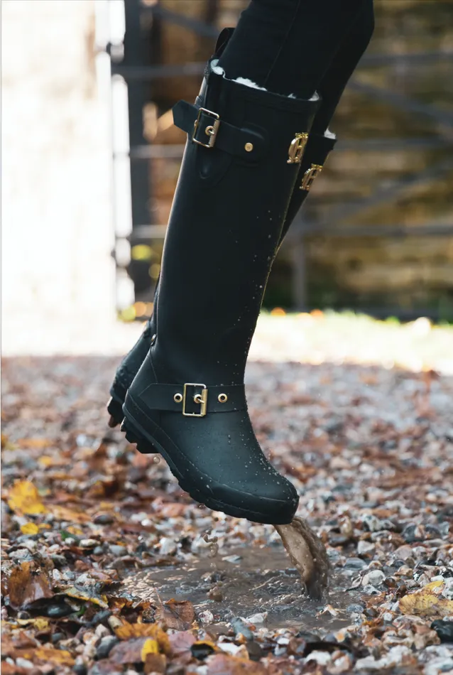 Women Sherpa Lined Regency Wellington Matte Black Holland Cooper Wellington Boots