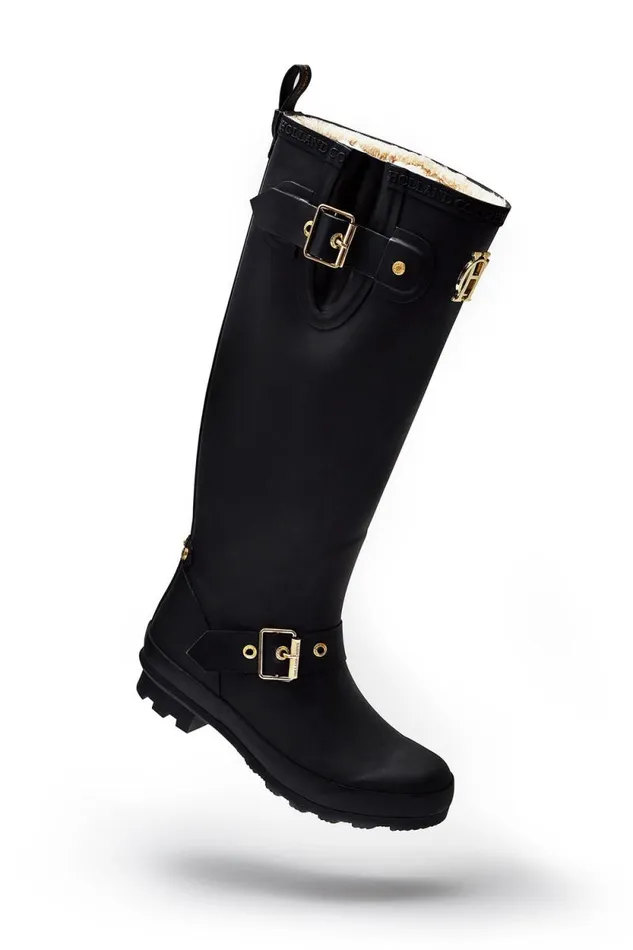 Women Sherpa Lined Regency Wellington Matte Black Holland Cooper Wellington Boots