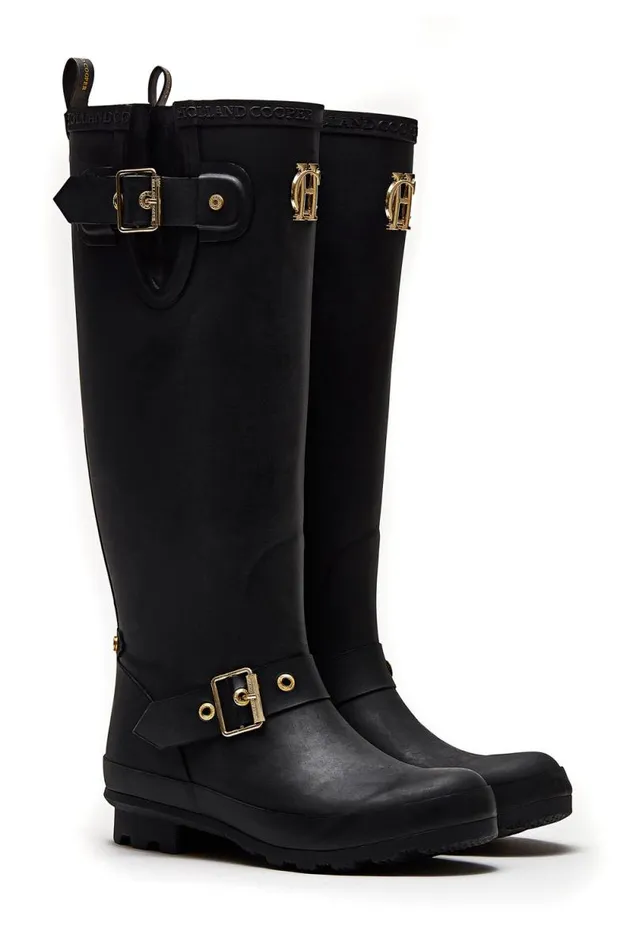 Women Sherpa Lined Regency Wellington Matte Black Holland Cooper Wellington Boots
