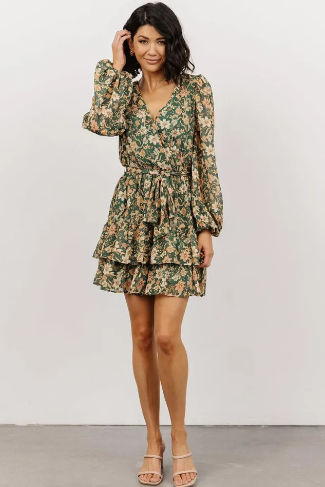 Women Shirley Ruffle Mini Dress Green Floral Baltic Born Short Dresses