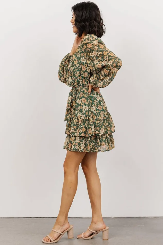 Women Shirley Ruffle Mini Dress Green Floral Baltic Born Short Dresses Women Shirley Ruffle Mini Dress Green Floral Baltic Born Short Dresses