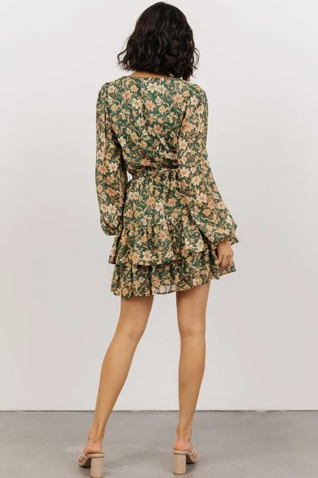 Women Shirley Ruffle Mini Dress Green Floral Baltic Born Short Dresses Women Shirley Ruffle Mini Dress Green Floral Baltic Born Short Dresses
