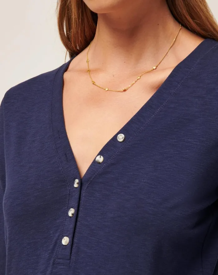 Women Shirts and Tops TravisMathew CLOUD JERSEY HENLEY Navy
