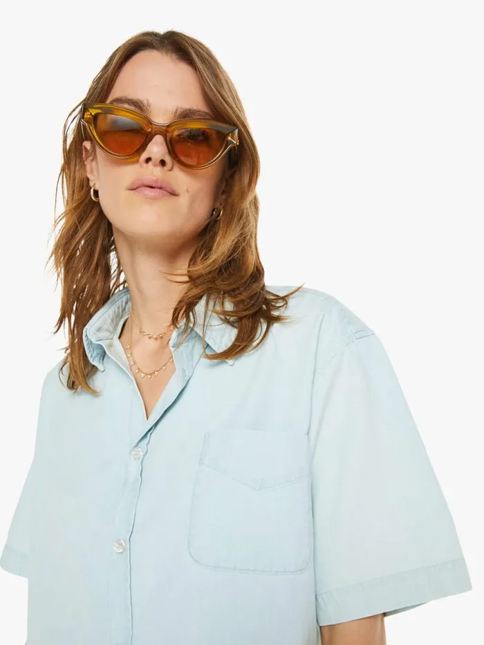 Women Shirts Mother Denim Cropped Button Up Charlie