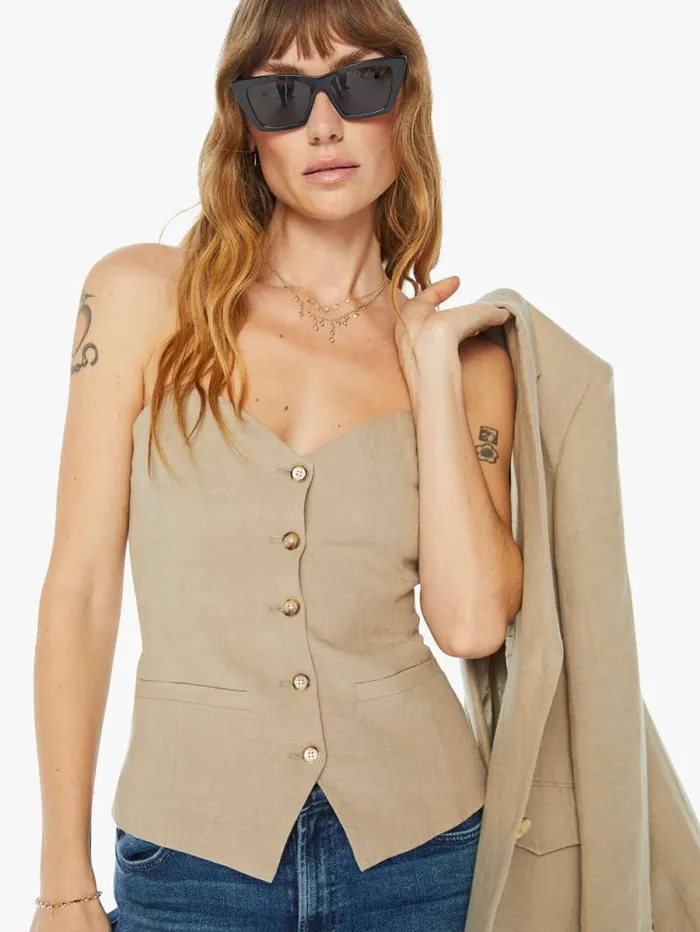 Women Shirts Mother Denim Danielle Bustier Beige light