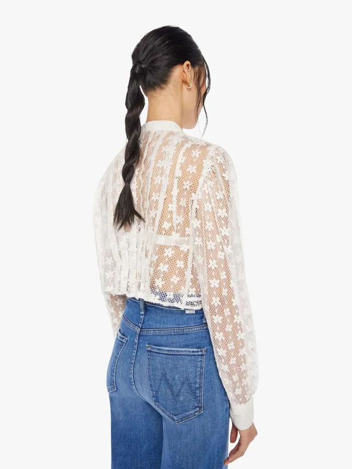 Women Shirts Mother Denim Ryland Baby Lace Blouse Ivory Bone