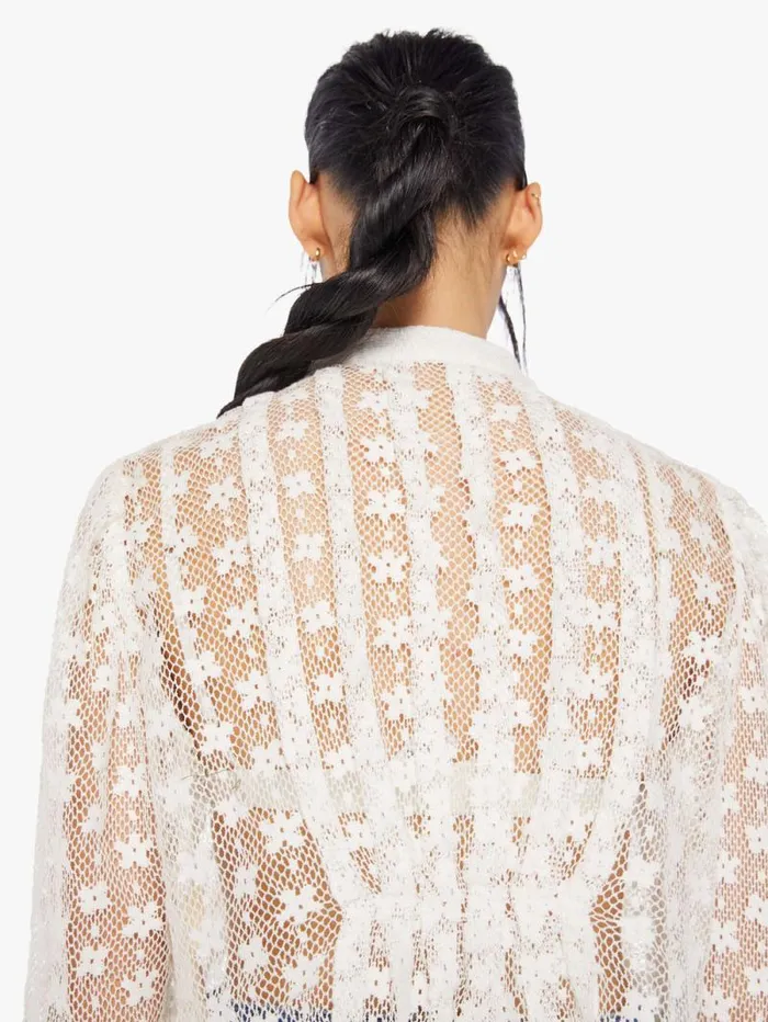 Women Shirts Mother Denim Ryland Baby Lace Blouse Ivory Bone